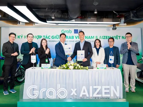 Grab Việt Nam hợp tác với AIZEN Việt Nam mang đến giải pháp thuê xe máy điện cho đối tác tài xế Grab